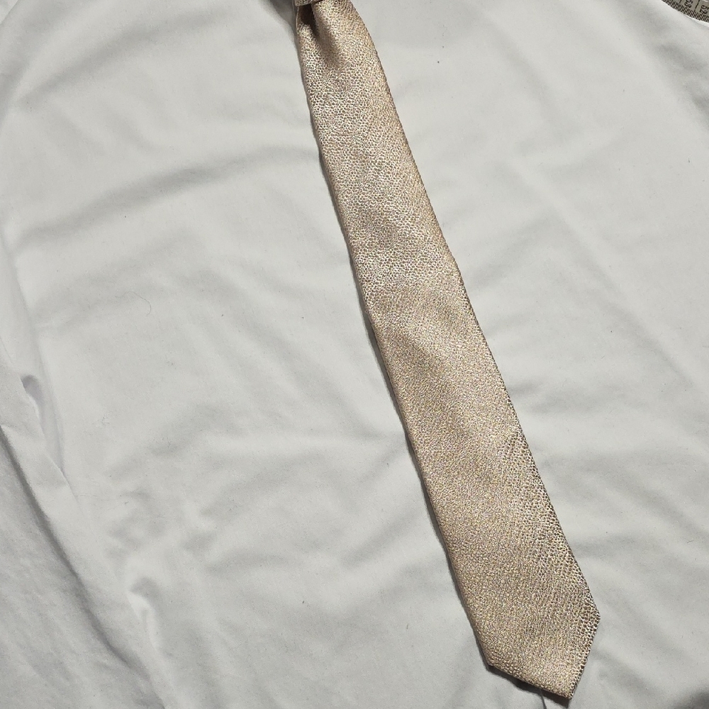 INC International Concepts Textured Champagne / Beige Tie - Picture 4 of 6
